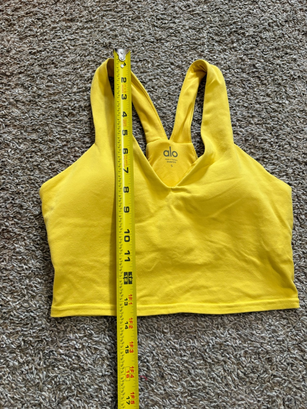 ALO Yoga Airbrush Real Tank Lemon Yellow Racerback Tank Top - Picture 8 of 10